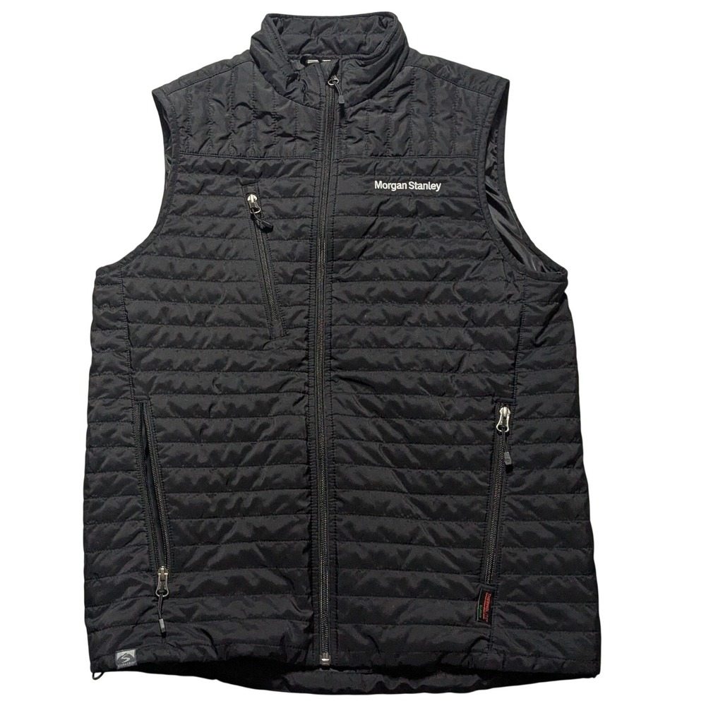 Morgan Stanley x Storm Creek Men Small Black Quilted Thermolite Vest EUC